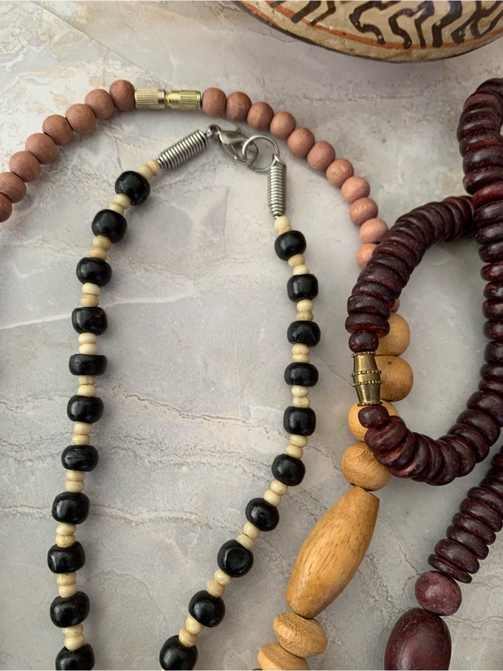 African Wood Beaded Safari Necklace Set of Five (5) - Picture 6 of 9